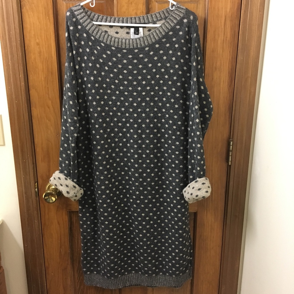 Maxmara Women’s Gray Dot Knit Sweater Dress Cashmere Blend